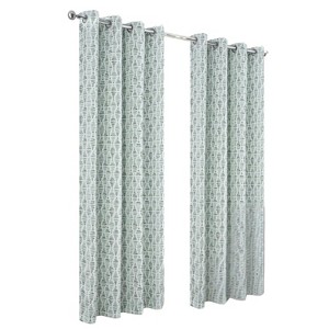 RT Designer Collection Justice Printed Blackout Luxurious Decorative Grommet Curtain Panel Sage - 1 of 4