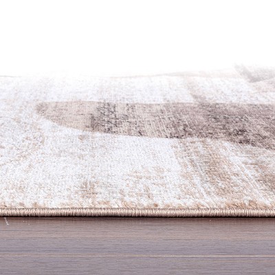 Modern Geometric Brown Synthetic 5' x 7' Area Rug