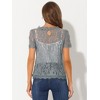 Allegra K Women's Lace Floral Scalloped Trim Short Sleeve Semi Sheer Top - 4 of 4
