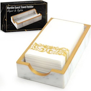 Marble Guest Towel Holder Tray, Bathroom Paper Napkin Dispenser for Hand Towels - 1 of 4