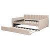 TIRAMISUBEST Full Size Upholstered Daybed with Trundle and Wood Slat Support, Velvet Daybed Frame Sofa Bed with Backrest for Living Room - 3 of 4