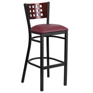 Emma and Oliver Black Decorative Cutout Back Metal Restaurant Dining Barstool - 1 of 4