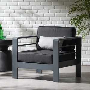 Christopher Knight Home Cape Coral Outdoor Aluminum Club Chair with Water-Resistant Cushions - 1 of 4