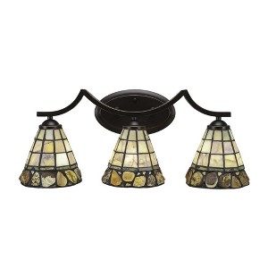 Toltec Lighting Zilo 3 - Light Vanity in  Dark Granite with 7" Cobblestone Art Glass Shade - 1 of 1