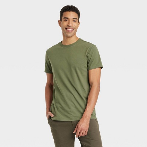 Light Green V-Shape Plain Cotton Men T-shirt Only in 99