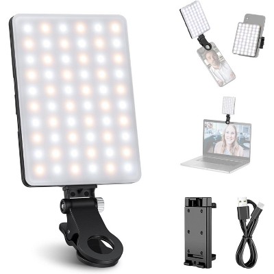 MaseiKar Basic Selfie Light with Front & Back Phone Clip, 3 Light Modes, Portable Clip on Light for Phone/Tablet/Laptop