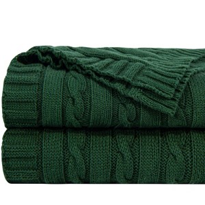 Cotton Cable Knit Blanket, Ultra-Soft Cozy Blanket for Couch & Bed Decor - NTBAY - 1 of 4