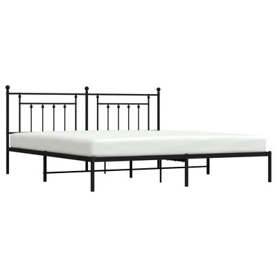 vidaXL Steel Metal Bed Frame with Classic Headboard, Extra Storage Space, Suitable for 76"x79.9" Mattress