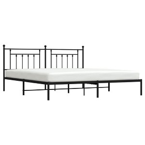 vidaXL Steel Metal Bed Frame with Classic Headboard, Extra Storage Space, Suitable for 76"x79.9" Mattress - 1 of 4