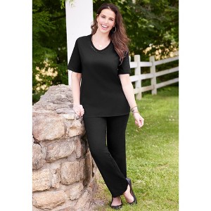 Catherines Petite Suprema Crochet V-Neck Tee - 1 of 4