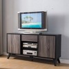 60" Modern Sideboard TV Stand Buffet with Two Doors, One Drawer on Metal Glides, Six Shelves, Wooden Bar Handles, Melamine Laminate - 2 of 4