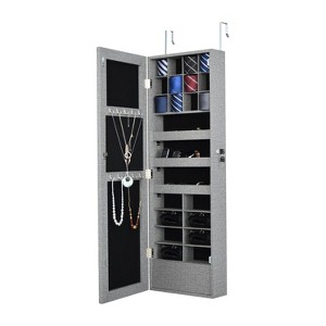 CAVINAS Mirror Jewelry Cabinet Lockable Wall or Door Mounted Jewelry Armoire Organizer with Mirror LED Lights - 1 of 4