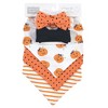 Hudson Baby Infant Girl Cotton Bib and Headband Set 5pk, Girl Pumpkin, One Size - 2 of 2