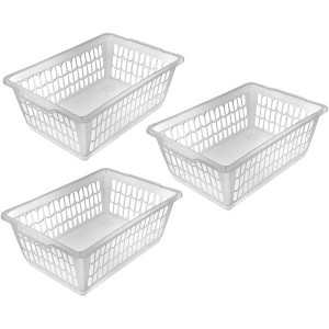 YBM HOME Plastic Perforated Storage Basket Bin Office Drawer, Shelf Desktop Countertop Tray Organizer, Pack of 3 - 1 of 1