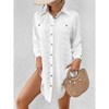 Women's Oversized Casual Shirts Open Front Knot Details Swimsuit Cover Up Summer Lighweight Shirts - 4 of 4