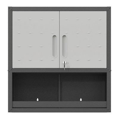 GlasFlength Decorative Storage Cabinets Metal Storage Cabinet Tool Storage Cabinet Locking Storage Cabinet for Workshop, Gray, 29.53"*11.81"*30.31"