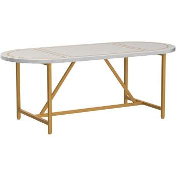 Tribesigns 6FT Dining Table, Oval Shaped Conference Table for Home Office Meeting Room