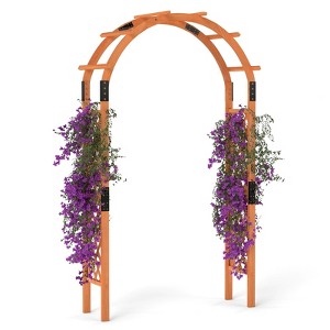 Tangkula 7.7 FT Garden Arch Wooden Arbor Outdoor Wood Trellis for Climbing Plants - 1 of 4