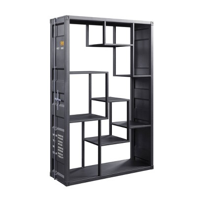 75" Gunmetal Industrial Metal Cube Bookshelf