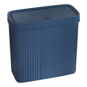 Aoibox Slim Wastebasket with Lid, Navy Blue Small Trash Can for Bathroom, Kitchen, Laundry Room, Office, Kids Room, Dorm, 2.4 Gallon - 1 of 4