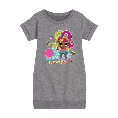 - LOL Surprise! - Glow Grrrl Retro Styled Graphic Short Sleeve Fleece Dress