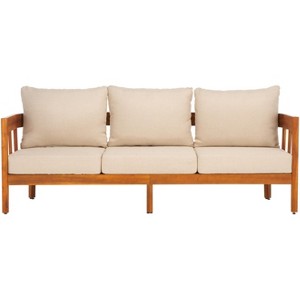 Owen 3 Seater Sofa - Indoor/Outdoor - PAT7091 - Natural/Taupe - Safavieh - 1 of 4