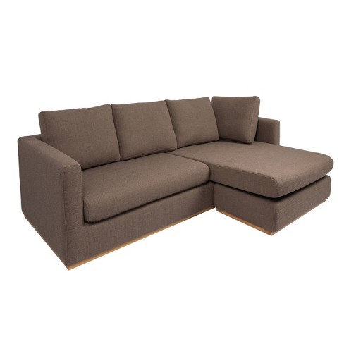 Storied Home Sofa with Chaise Lounge Beige: Modern L-Shaped, Interchangeable, Wood Trim, Mushroom Brown - image 1 of 4