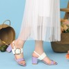 Perphy Women's Open Toe Two Straps Slingback Chunky High Heel Sandals - 4 of 4