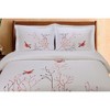 Embroidered Modern Bird and Nature Cotton Duvet Cover and Pillow Sham Set - Blue Nile Mills - 2 of 4