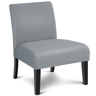Costway Armless Accent Chair Fabric Leisure Chair Single Sofa w/Rubber Wood Legs Gray