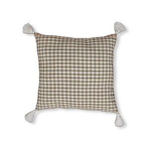 tagltd 22" x 22" Green Gingham Throw Pillow - 1 of 2