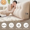 Soft Wedge Teddy Velvet Headboard Pillow w/ Side Pocket - PP Cotton Filled, Triangular Backrest Cushion for Dorm Bed - 3 of 4