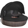Tangkula Cushioned Patio Rattan Round Daybed w/ Adjustable Table 3 Pillows Black - 4 of 4