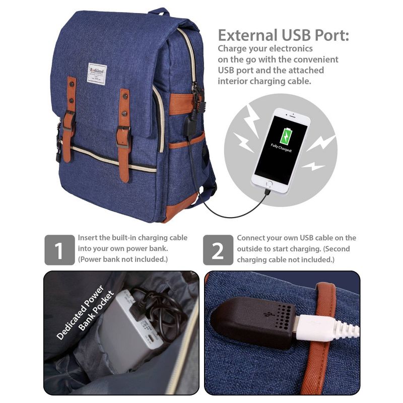 Rockland Heritage USB Laptop Backpack, 6 of 10