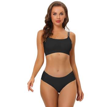 Allegra K Women's Wireless Pullover No Show Stretch Bra And Panty Set Black  Medium : Target