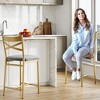 Bar Stools Set of 2/4, Gold Bar Stools Set of 2/4 with X-Shaped Backrest and Metal Footrest, Metal Bar Stools Set of 2/4 - 4 of 4