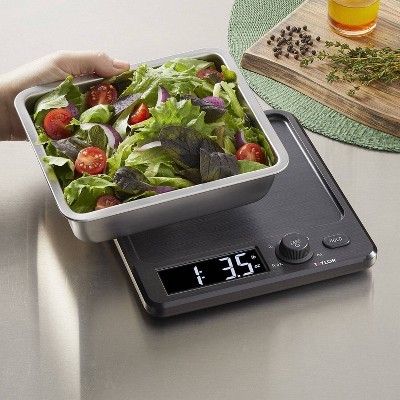 Taylor 22lb Black Stainless Steel Digital Kitchen Scale with Container