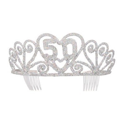 Elope Birthday "50" Silver Spakle Tiara Adult Crown