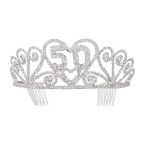 Elope Birthday "50" Silver Spakle Tiara Adult Crown - 1 of 4