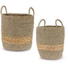 Woven Seagrass Basket Set with Wicker Accent Trim – Natural Storage Decor Bins for Home Organization, Set of 2 by Melrose - 2 of 3