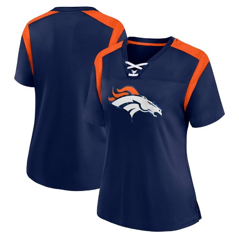 Nfl Denver Broncos Women s Short Sleeve Lace Up V neck Fashion Jersey Target