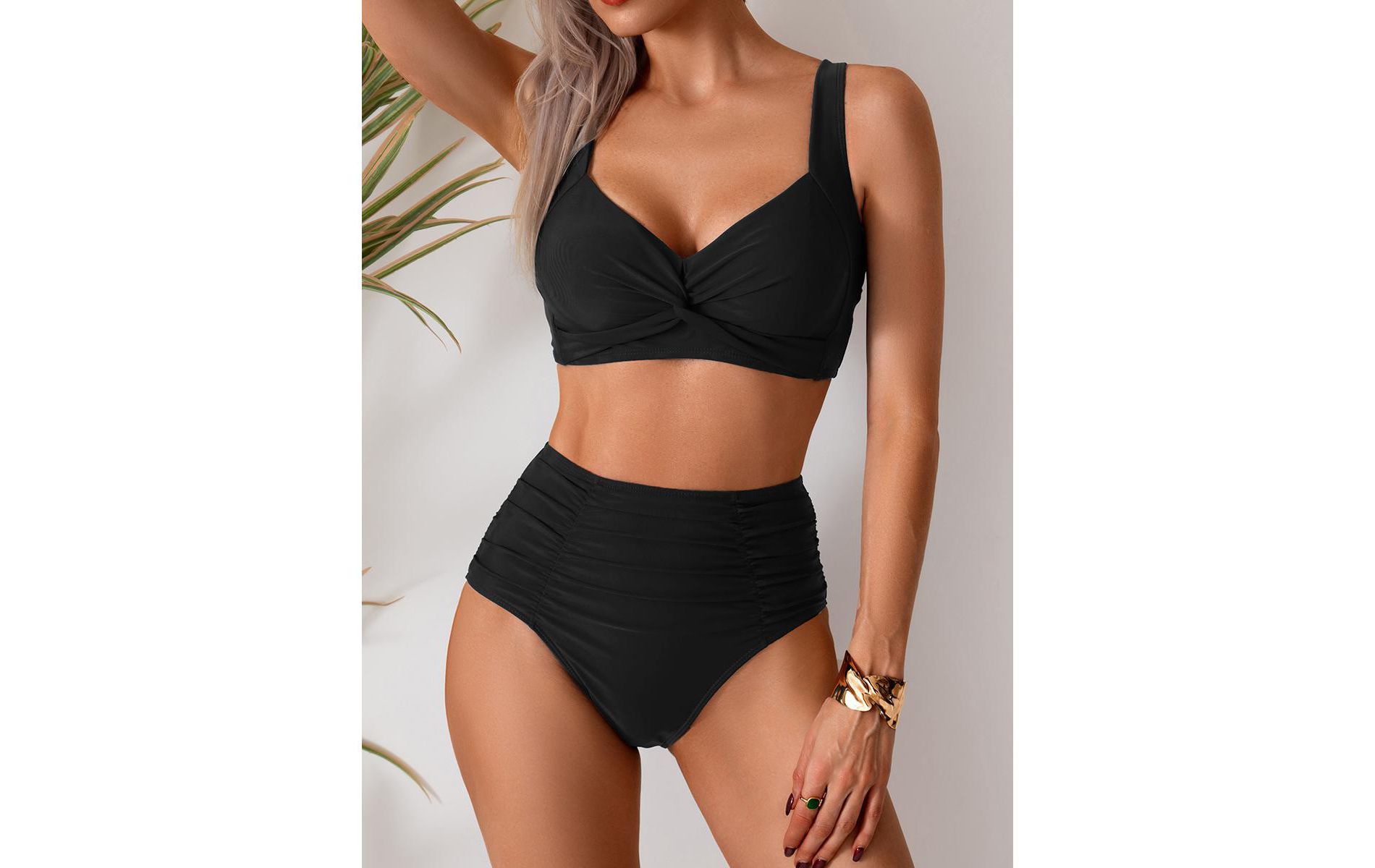 Clearlove Womens High Waisted Bikini Sets Tummy Control Swimsuits Front Tie 2 Pieces Bathing Suit