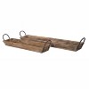 Wooden Tray Set with Handles 4.75 Inch Height for Serving and Decor Natural Finish By Melrose - 2 of 3