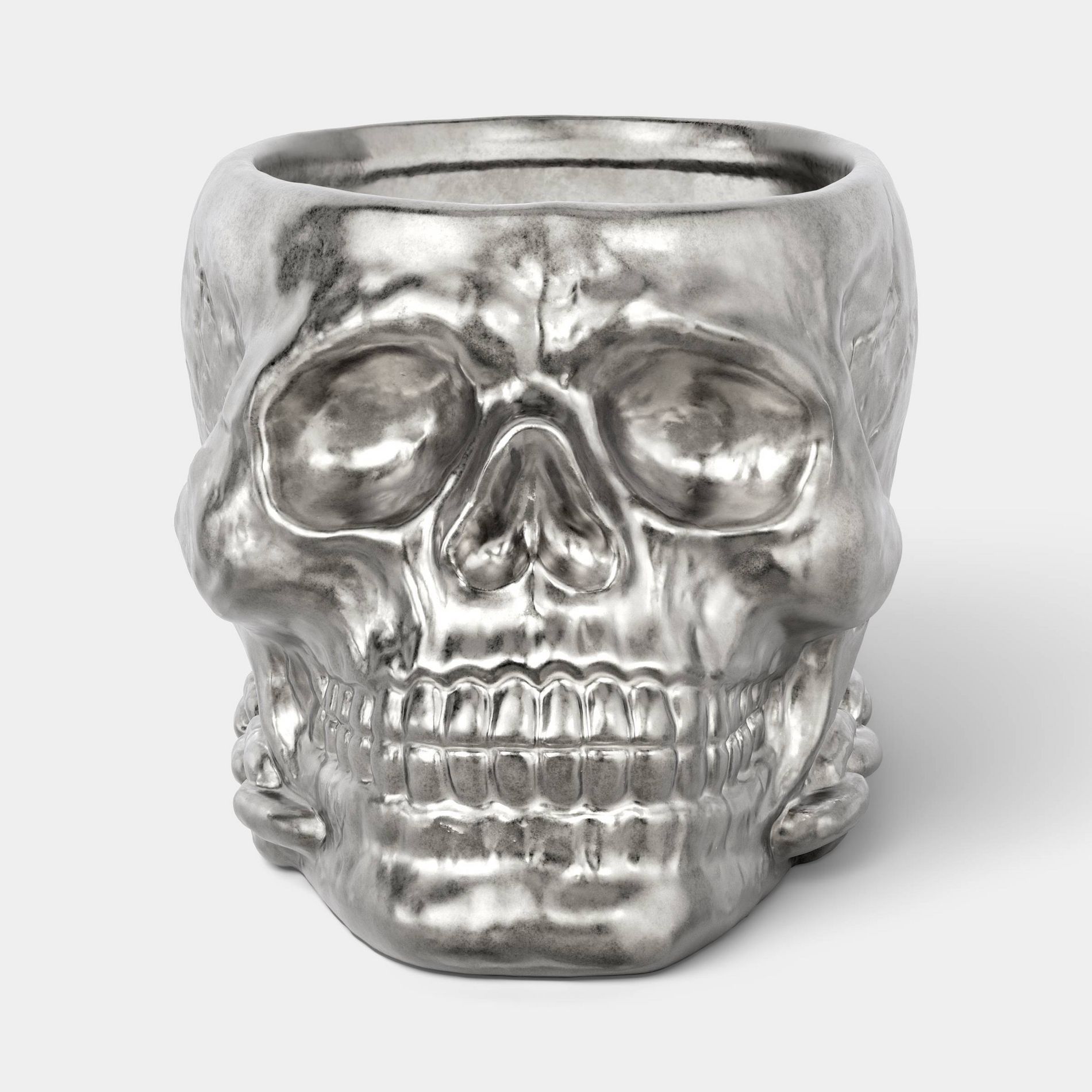 37 fl oz Skull Halloween Candy Bowl Silver - Threshold™