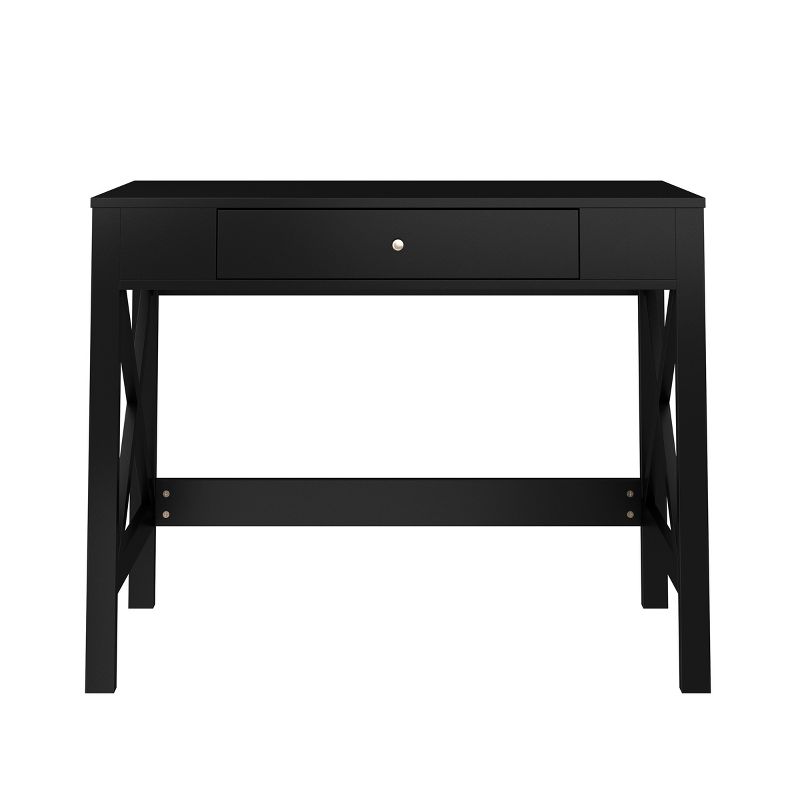 Writing Desk - Modern Desk with X-Pattern Legs and Drawer Storage - For Home Office, Bedroom, Computer, or Craft Table by Lavish Home (Black), 1 of 8