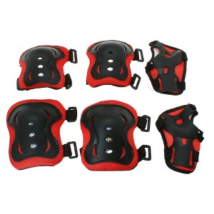 Unique Bargains Skating Bike Skateboard Sports Protective Palm Wrist Elbow Knee Support Brace Set Protective Pads Red Black 5.9" x 4.3" - 1 of 4