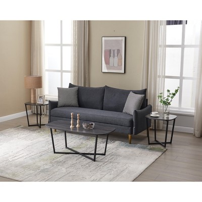 Kings Brand Furniture Bladen 3 Piece Modern Occasional Table Set - Includes Coffee Table and 2 End Side Tables Living Room Sets, Black & Brown