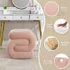 Upholstered Ottoman S-shape Makeup Vanity Stool Footstool, Velvet/Teddy - ModernLuxe - 3 of 4