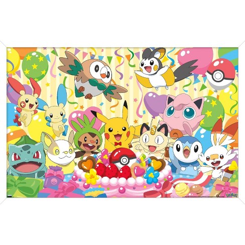 Trends International Pokémon - Pikachu, Eevee, And Its Evolutions Framed  Wall Poster Prints White Framed Version 22.375 X 34 : Target