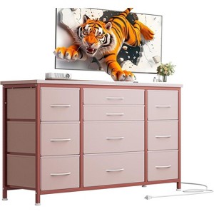 10 Drawer Dresser, 55 Inch TV Stand with Power Outlet Entertainment Center, Fabric Drawer Storage for Bedroom, Living Room, Wardrobe - 1 of 4